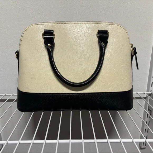 Kate Spade Cream and Black Pebbled Leather Satchel - Picture 2 of 10